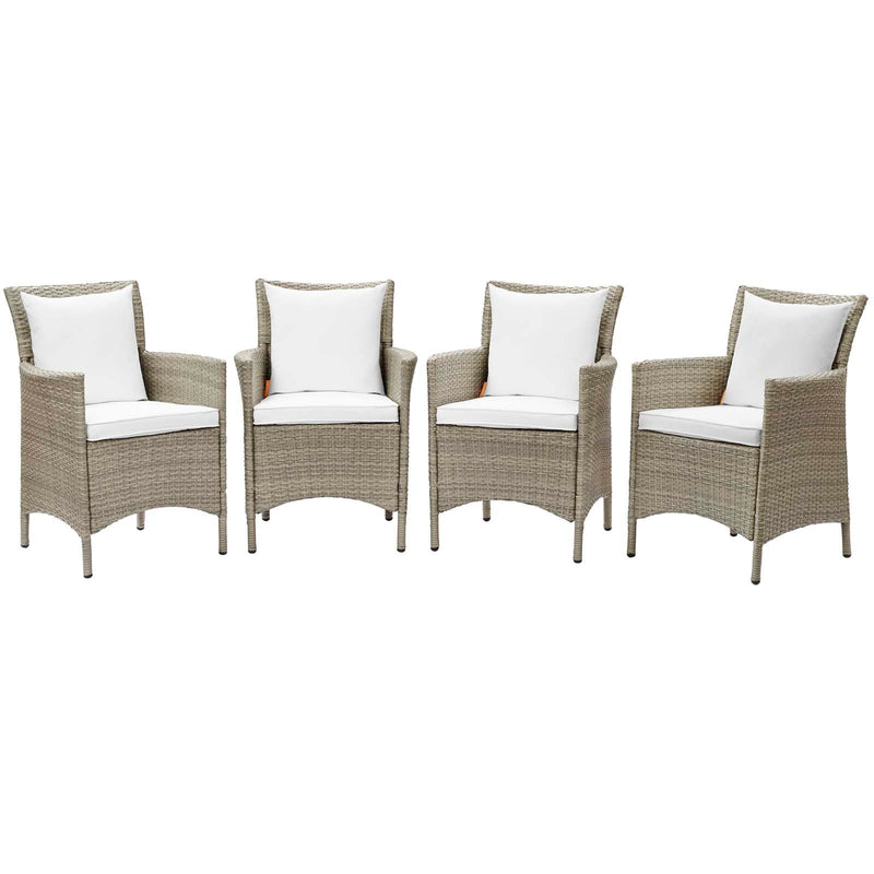 Maisie Outdoor Patio Wicker Rattan Dining Armchair Set of 4