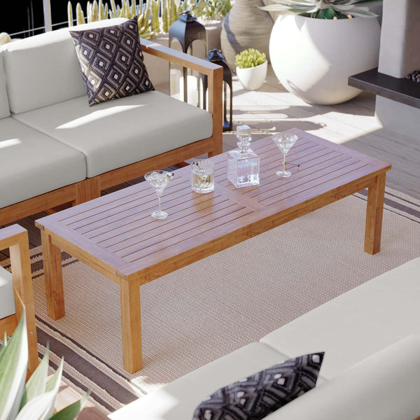 Arleth Outdoor Patio Teak Wood Coffee Table