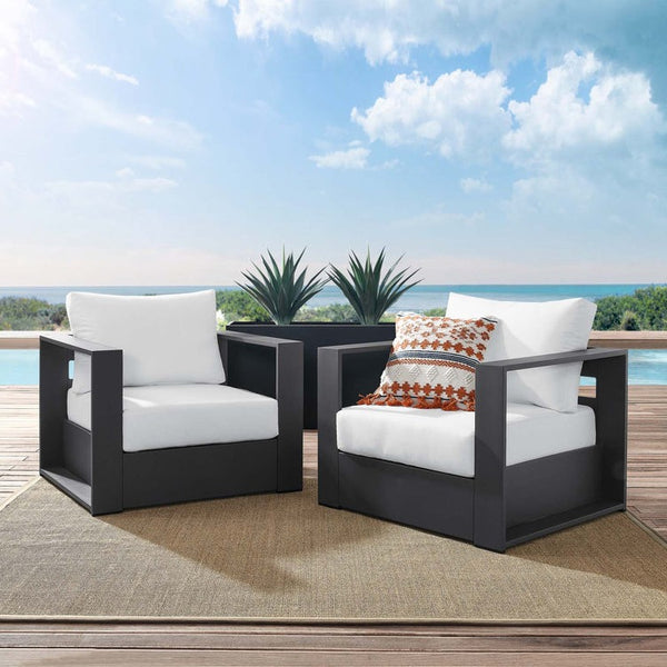 Lionel Outdoor Patio Powder-Coated Aluminum 2-Piece Armchair Set