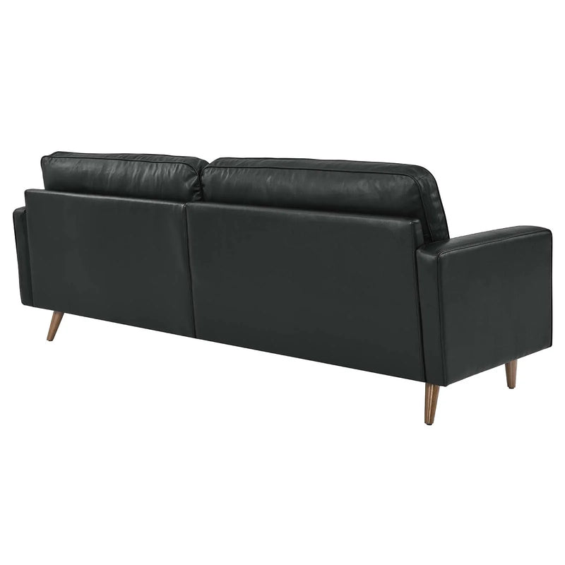 Top Grain Leather Ebony Black Designer Sofa