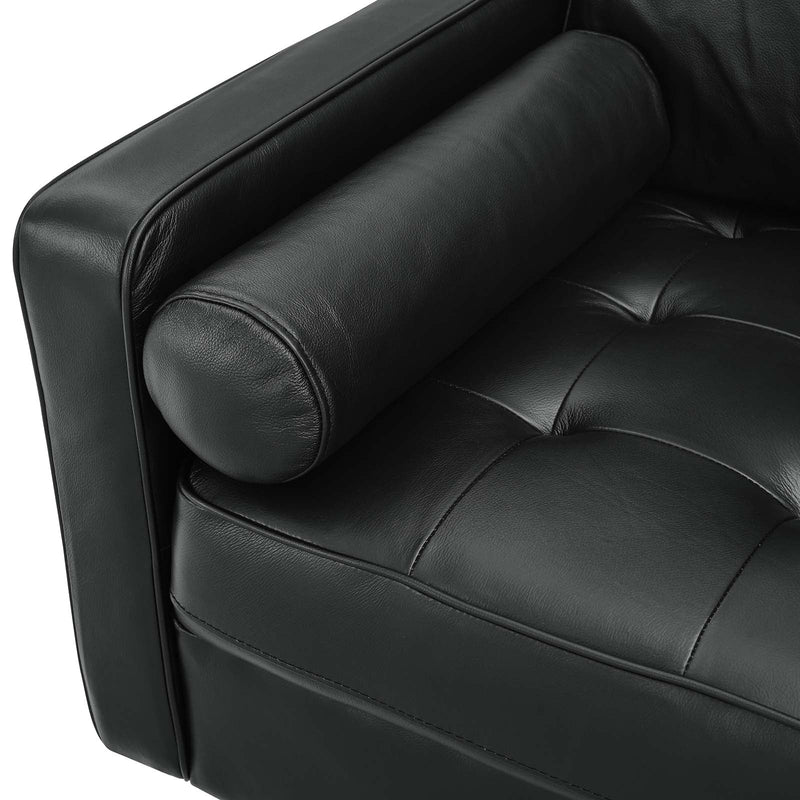 Top Grain Leather Ebony Black Designer Sofa