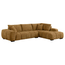 French Design Sectional in Camel Creme Brulee Performance Fabric
