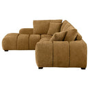 French Design Sectional in Camel Creme Brulee Performance Fabric
