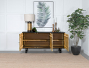 Mango Console Credenza Buffet Entry Table with Basket Weave Wood Carving and Ebony Wood Frame