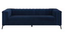 The Alann Sofa By Clayson Design Rich Navy Velvet | Channel Tufting | Tuxedo Arms | Sculpted Modern Base by Clayson Design