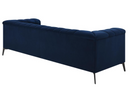 The Alann Sofa By Clayson Design Rich Navy Velvet | Channel Tufting | Tuxedo Arms | Sculpted Modern Base by Clayson Design