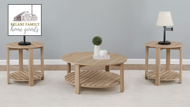Harper Farmhouse Round Table Trio by Relani Family Furniture