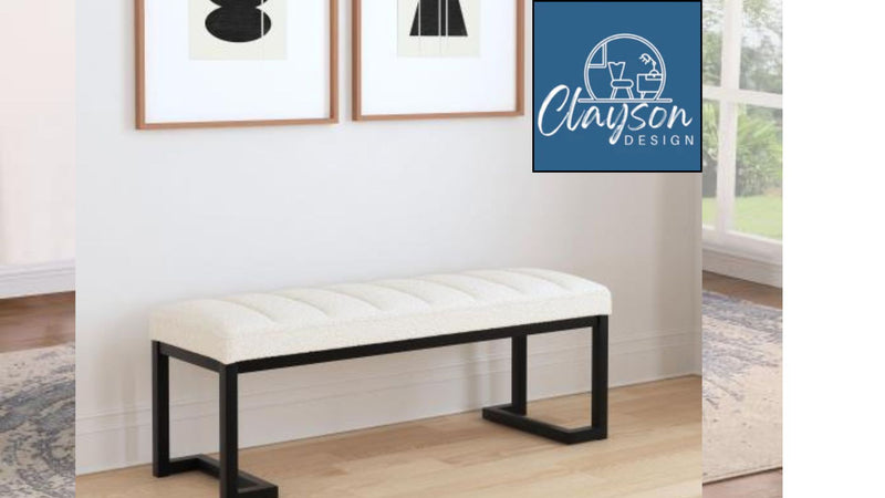 The Arlen Channel-Tufted Bouclé Bench by Clayson Design