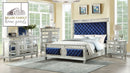 The Varian Midnight Velvet Panel Bed by Realani Family Furniture