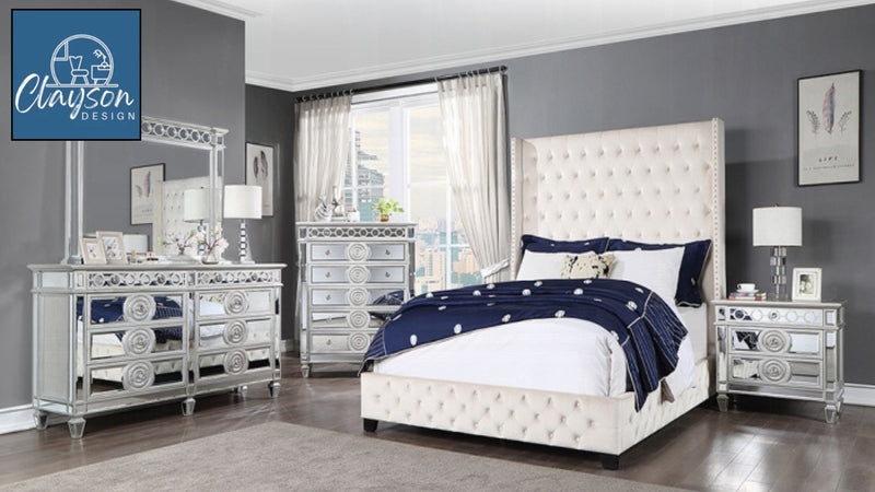 The Bellamy Tufted Wingback Queen Bed by Clayson Design