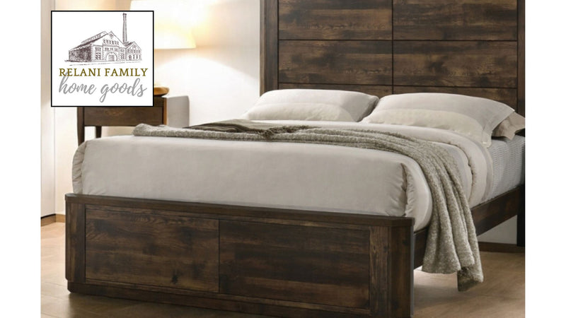 The Elettra Warm Walnut Panel Bed by Reylani Family Furniture