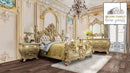 The Cabriole Royal EK Bed by Relani – Gilded Gold Leaf & Tufted Velvet Grandeur