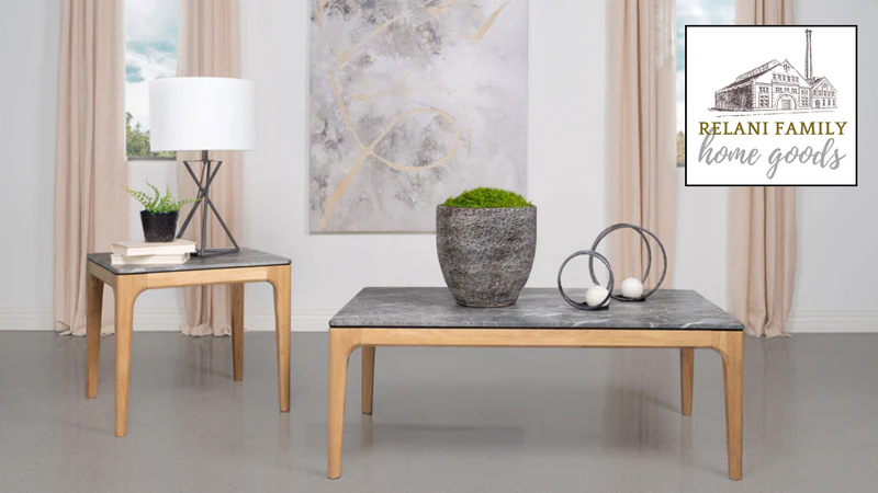The Polaris 2-Piece Faux Marble Table Set by Relani Family