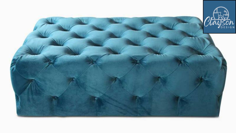 The Marlowe Velvet Tufted Ottoman by Clayson Design