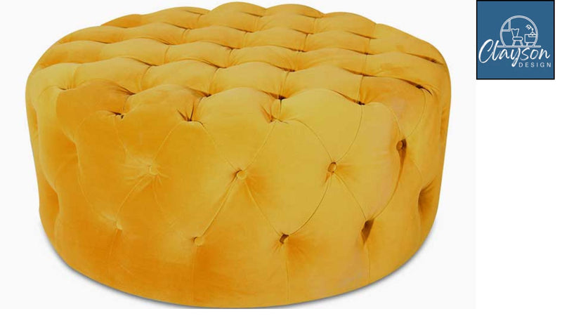 The Liora Round Velvet Ottoman by Clayson Design