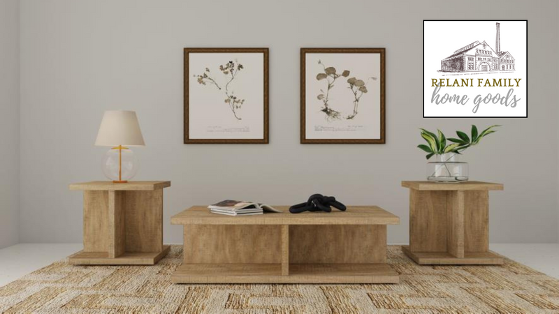 Cortona 3-Piece Mango Finish Coffee Table Set by Relani Family Furniture