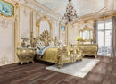 The Cabriole Royal EK Bed by Relani – Gilded Gold Leaf & Tufted Velvet Grandeur