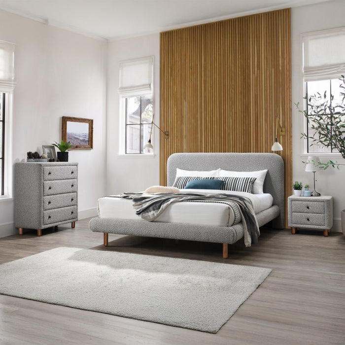 The Marlow Curved Bouclé Bed by Clayson Design