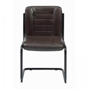 Dark Brown Leatherette MCM Rail Dining Side Chair
