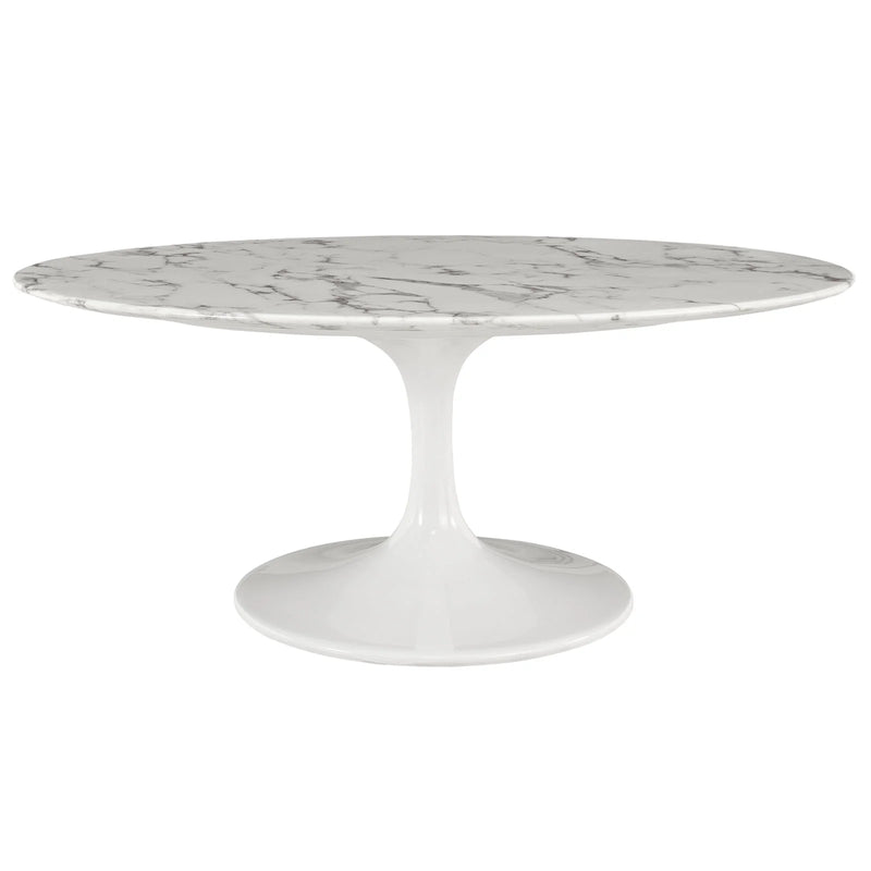Linda 42" Oval-Shaped Artificial Marble Coffee Table