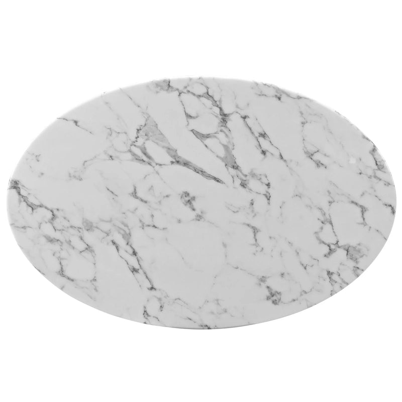 Linda 42" Oval-Shaped Artificial Marble Coffee Table