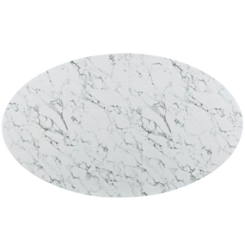 Angie 78" Oval Artificial Marble Dining Table