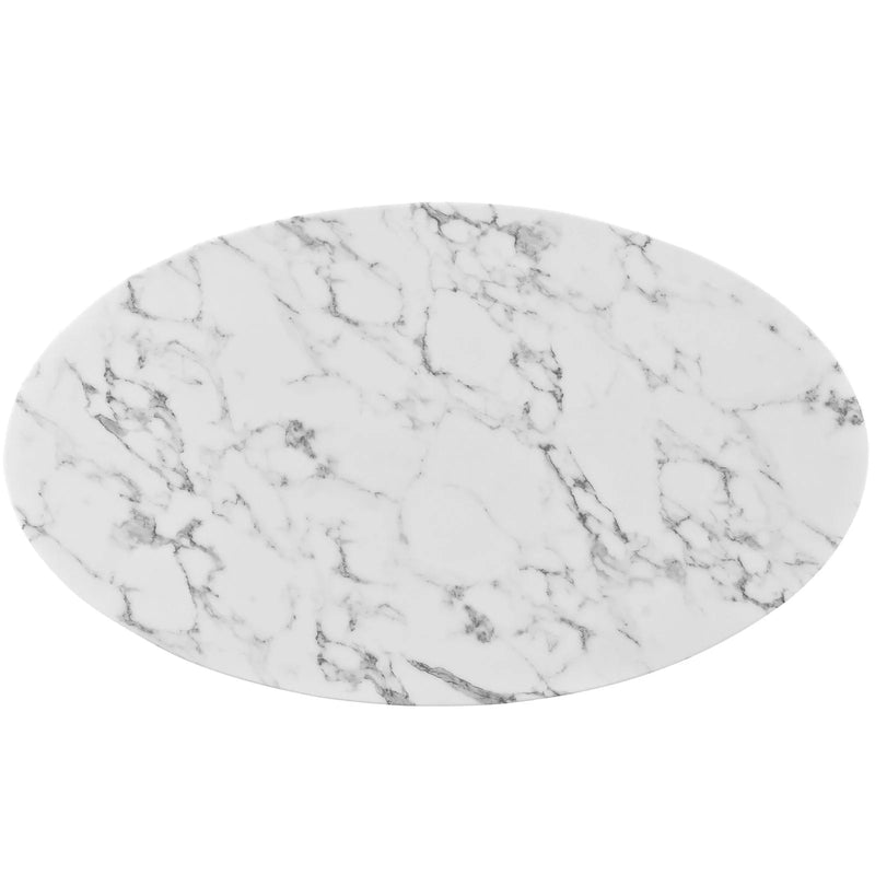 Marie 48" Oval-Shaped Artificial Marble Coffee Table
