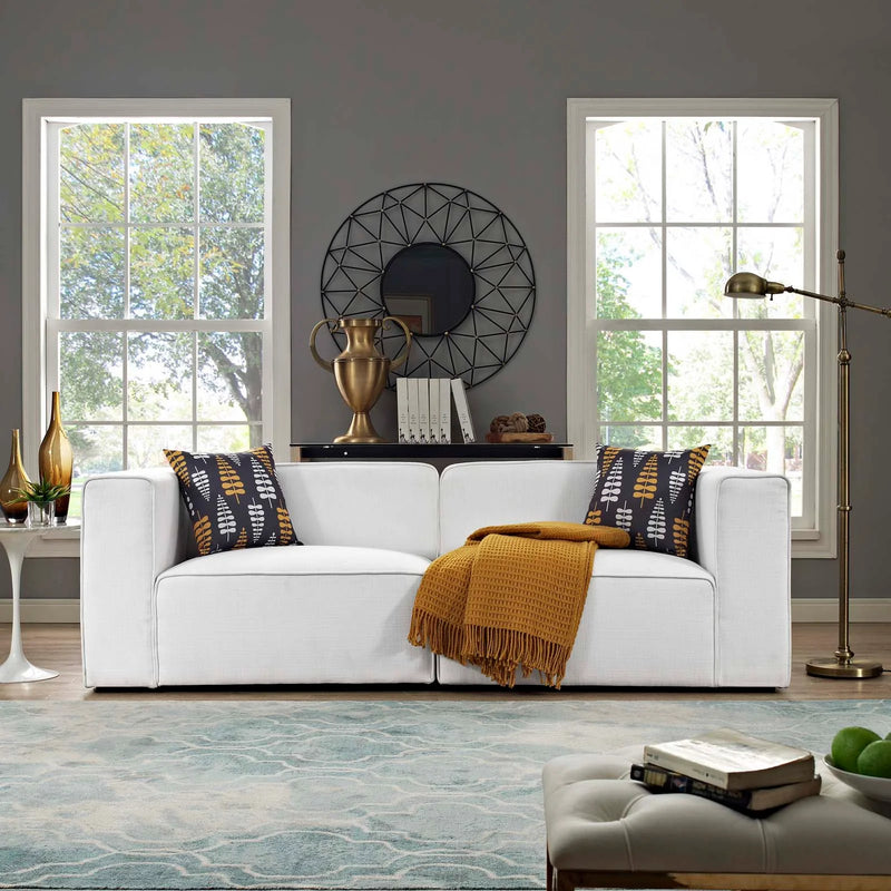 Linda 2 Piece Upholstered Fabric Sectional Sofa Set