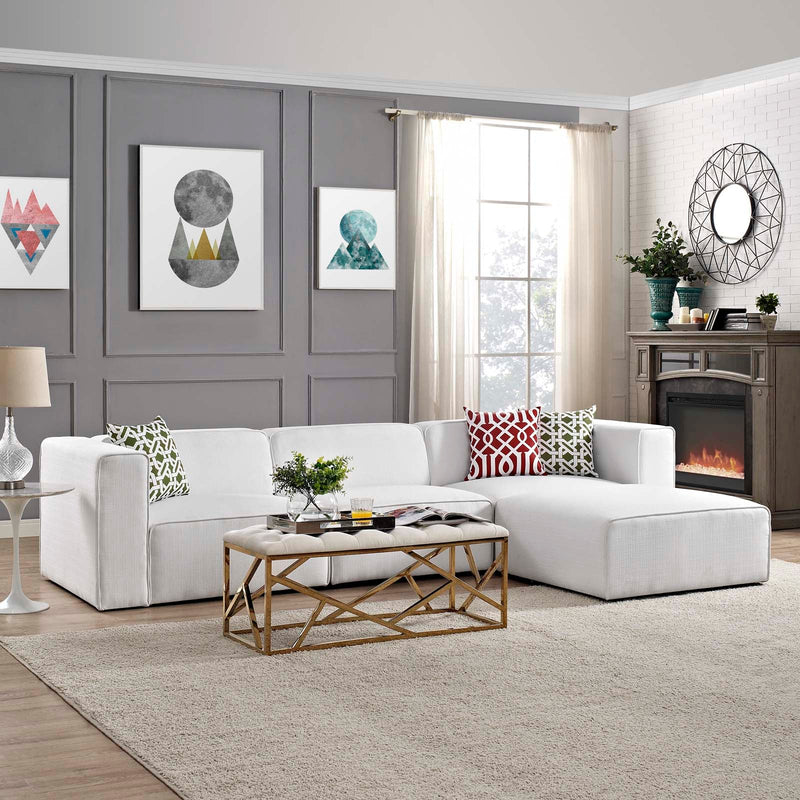 Linda 4 Piece Upholstered Fabric Sectional Sofa Set