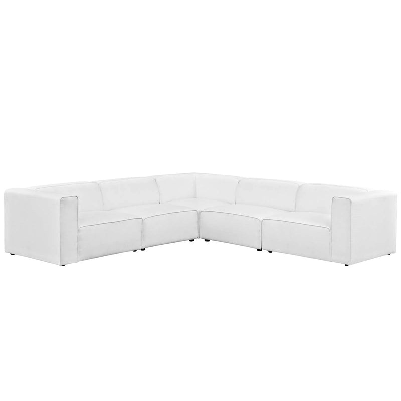 Linda 5 Piece Upholstered Fabric Sectional Sofa Set