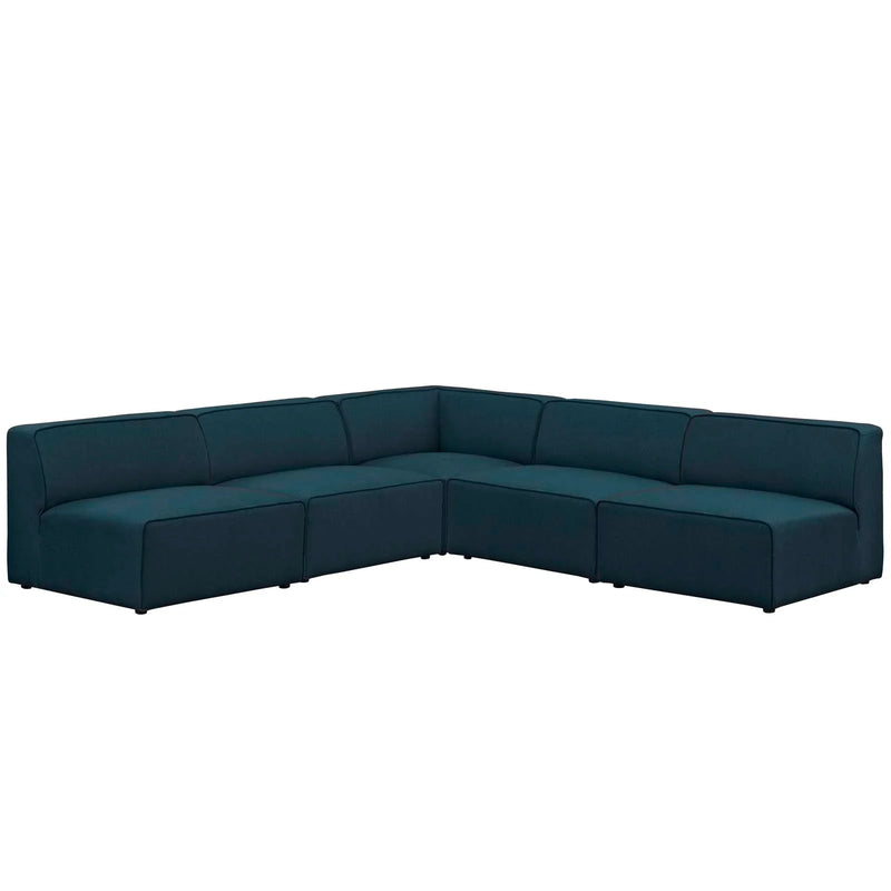 Linda 5 Piece Upholstered Fabric Armless Sectional Sofa Set