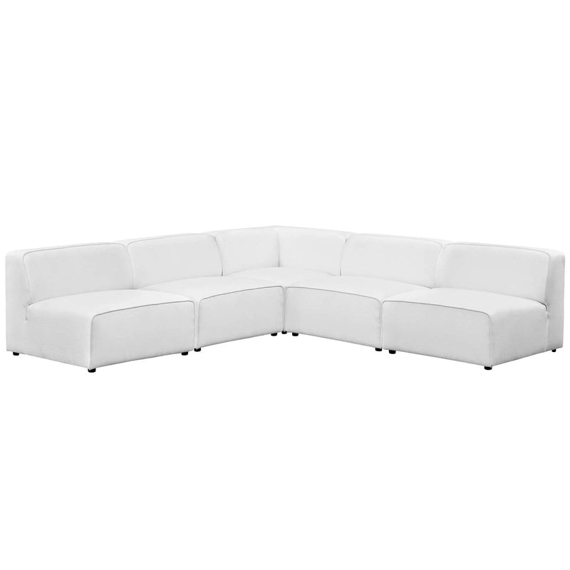 Linda 5 Piece Upholstered Fabric Armless Sectional Sofa Set