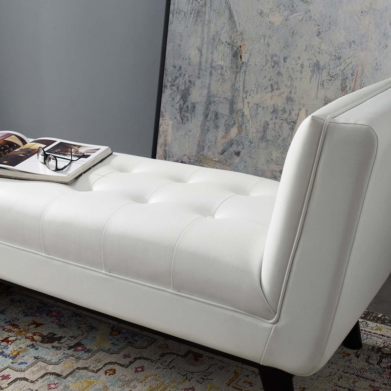 Avyaan Tufted Button Faux Leather Accent Bench