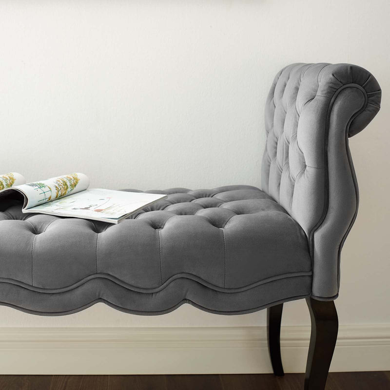 Felix Chesterfield Style Button Tufted Performance Velvet Bench