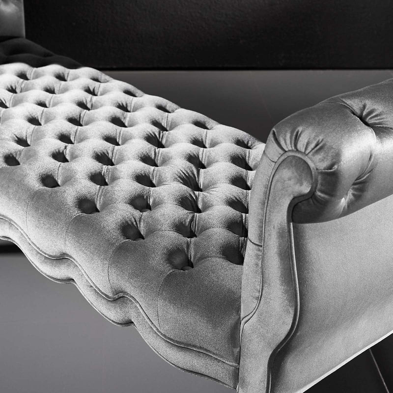 Felix Chesterfield Style Button Tufted Performance Velvet Bench