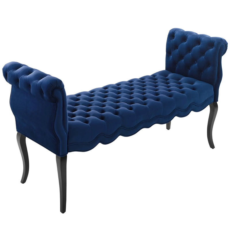 Felix Chesterfield Style Button Tufted Performance Velvet Bench