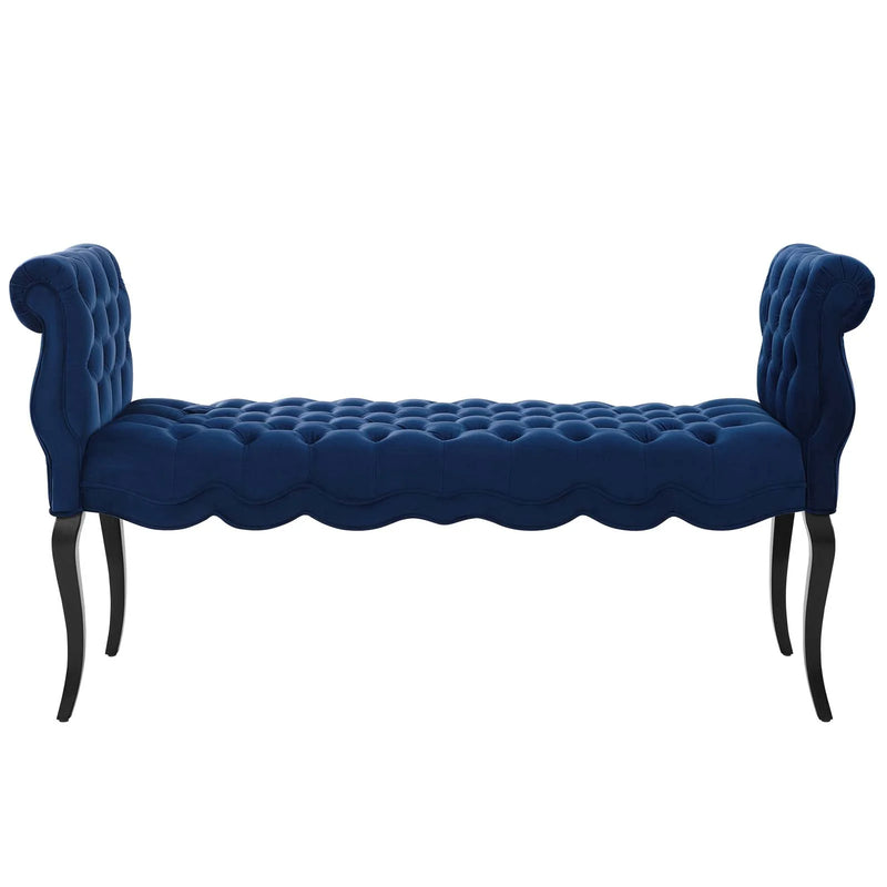 Felix Chesterfield Style Button Tufted Performance Velvet Bench