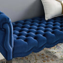 Felix Chesterfield Style Button Tufted Performance Velvet Bench