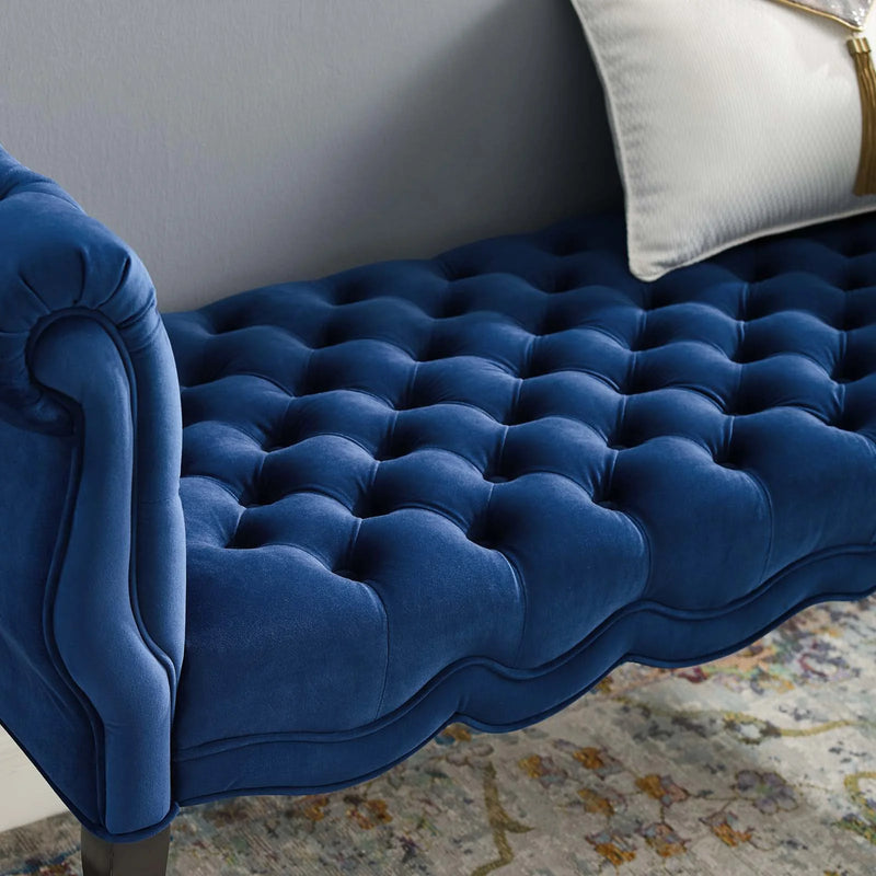 Felix Chesterfield Style Button Tufted Performance Velvet Bench