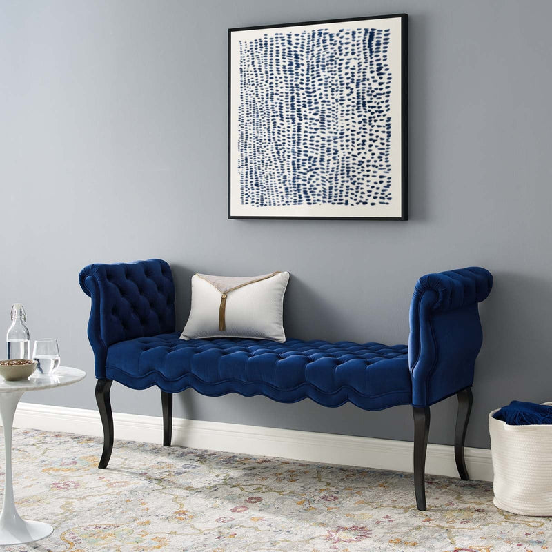 Felix Chesterfield Style Button Tufted Performance Velvet Bench
