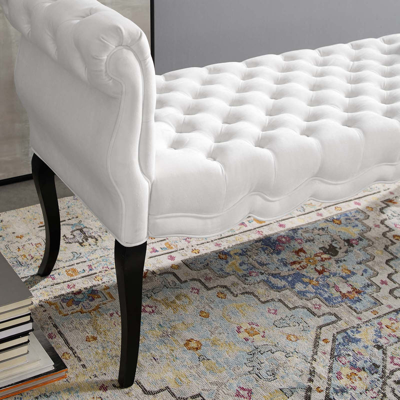 Felix Chesterfield Style Button Tufted Performance Velvet Bench