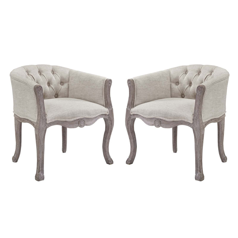 Yehuda Vintage French Upholstered Fabric Dining Armchair Set of 2