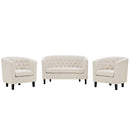 Julianna 3 Piece Upholstered Fabric Loveseat and Armchair Set