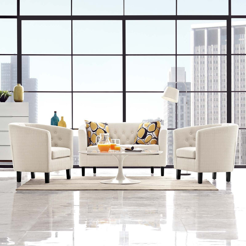 Julianna 3 Piece Upholstered Fabric Loveseat and Armchair Set