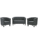 Julianna 3 Piece Upholstered Fabric Loveseat and Armchair Set