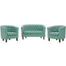 Julianna 3 Piece Upholstered Fabric Loveseat and Armchair Set
