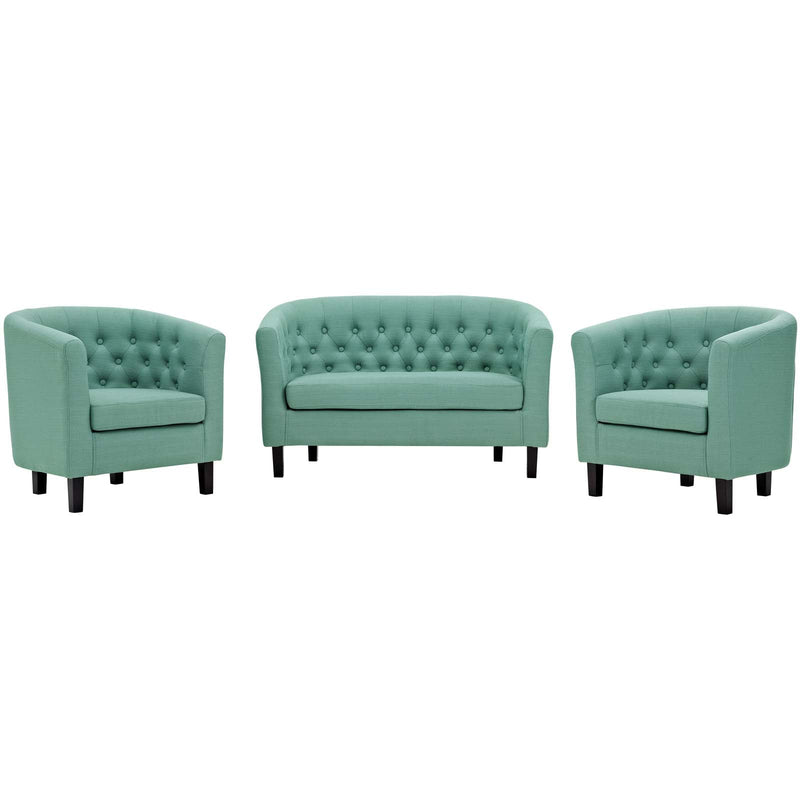 Julianna 3 Piece Upholstered Fabric Loveseat and Armchair Set