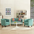 Julianna 3 Piece Upholstered Fabric Loveseat and Armchair Set