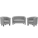 Julianna 3 Piece Upholstered Fabric Loveseat and Armchair Set