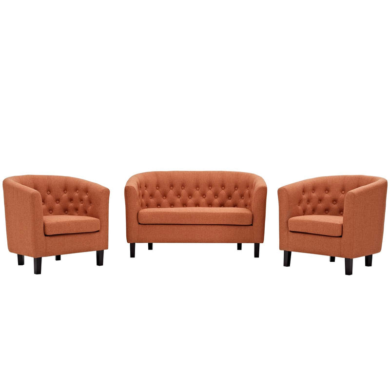 Julianna 3 Piece Upholstered Fabric Loveseat and Armchair Set